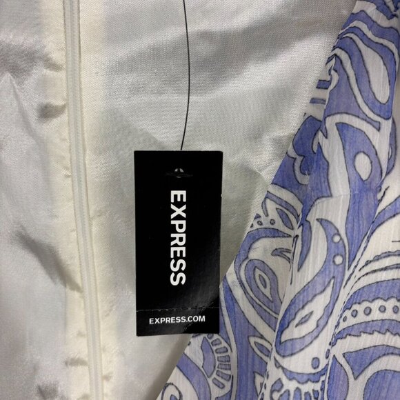 EXPRESS NEW Sleeveless Tiered Ruffle Dress Womens XS Lavender White Lined - Picture 7 of 8